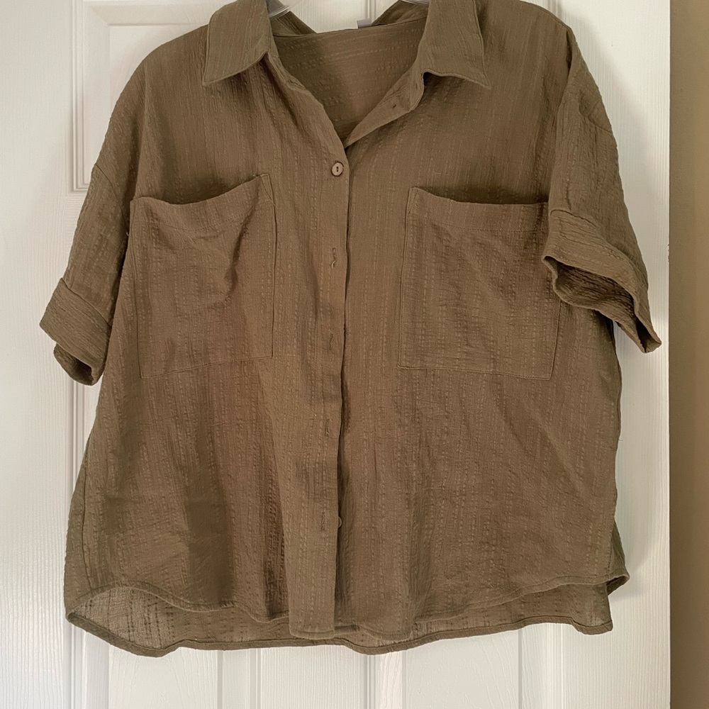 Olive Green flowy button up
